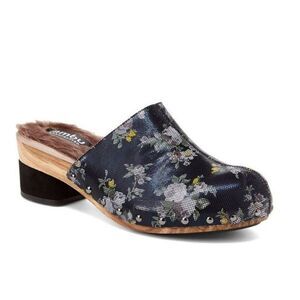 Jambu Monaco Floral Leather Mule Clogs black 9M‎